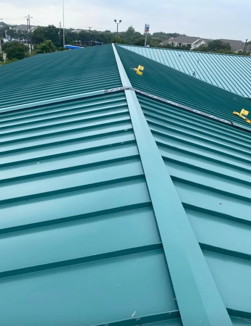 Green commercial metal roof ridge and valley for Metal Roof Repair in Bayou Cane
